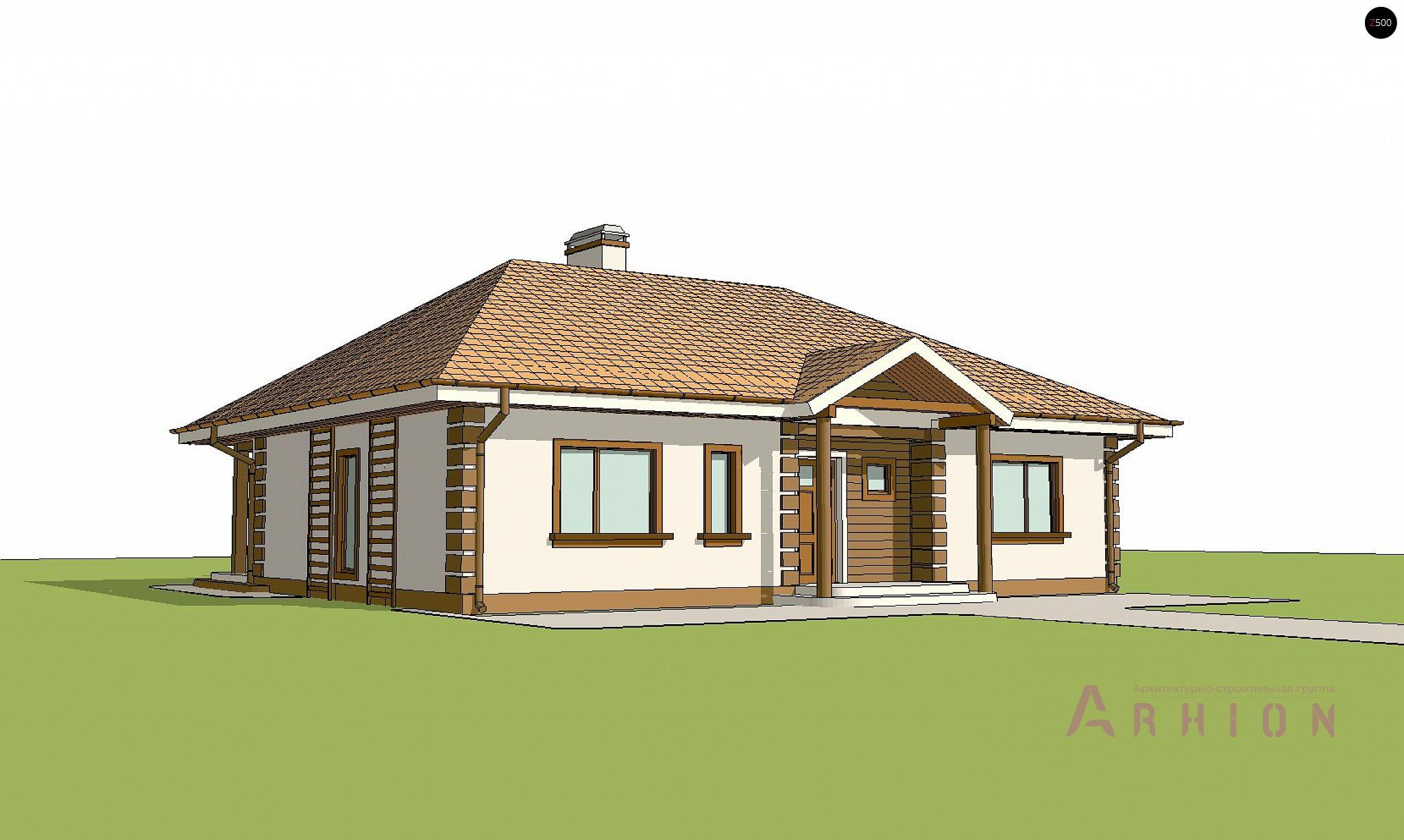 3. Проект одноэтажного дома в современном стиле с четырехскатной, Z86 bG, площадью - 132 кв c терассой